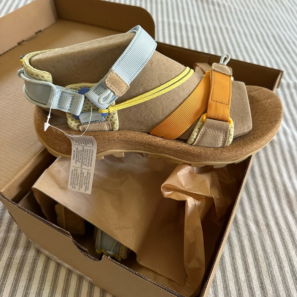 Merrell Speed Fusion Web RMX Trail Sandal Box Label - Ice Blue / Hoodoo NWT